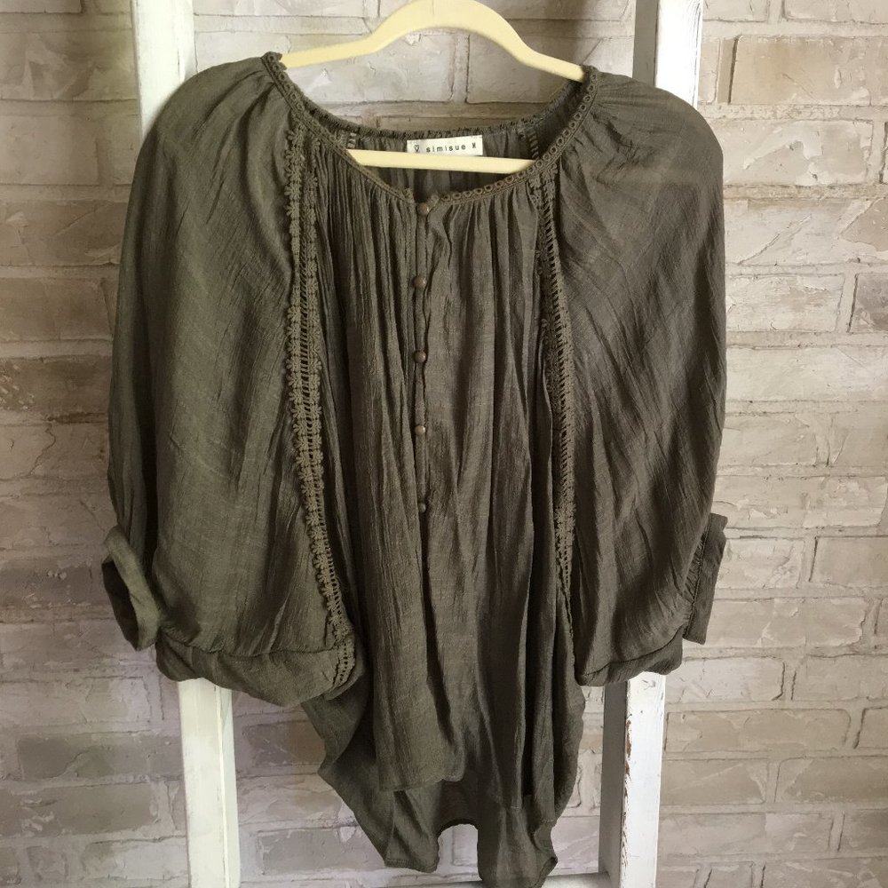 Army Green Over Size Top